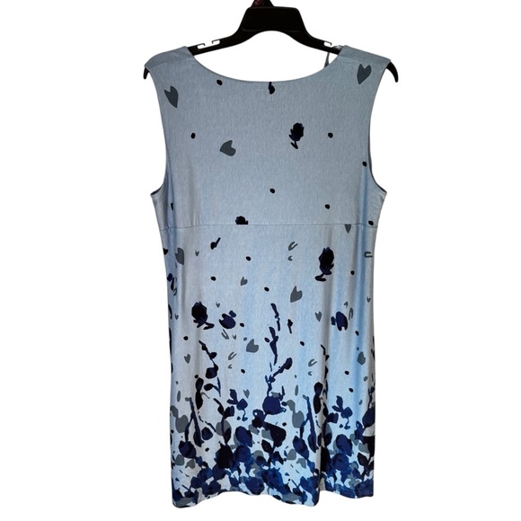 Ulla Popken Sky Blue Floral Sleeveless Swing Tunic Dress Front Pockets Sz 16/18 - Picture 2 of 9